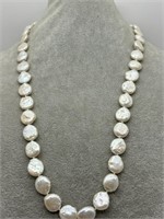 Sterling Silver Baroque Coin Pearl Necklace