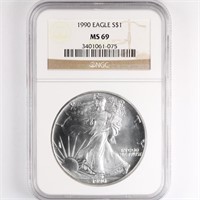 1990 Silver Eagle NGC MS69