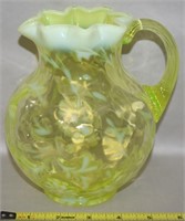 Vtg Fenton Uranium Opalescent Daisy & Fern Glass