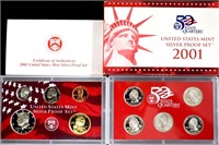 2001 U.S. Mint Silver proof Set