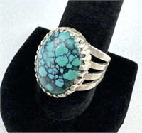 925 Silver Spiderweb Turquoise Ring