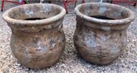 TWO pots, pottery. 16"Hx16"w