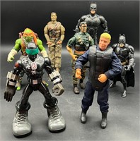 7 LRG ACTION FIGURES: BATMAN-GI JOE-NINJA TURTLES