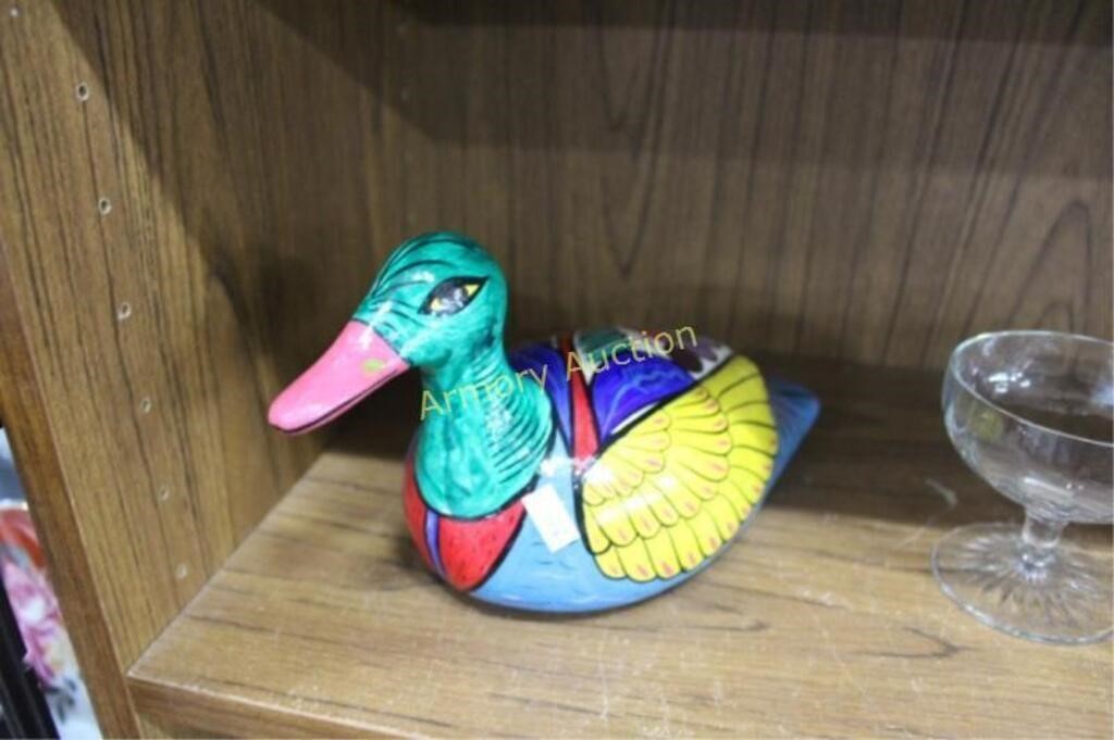 MEXICAN HAND PAINTED TERRACOTTA DUCK