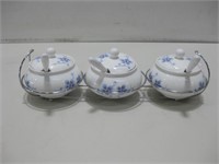 Three Lidded Ceramic Jam/Jelly Dishes