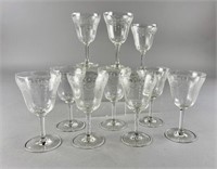 Vintage Etched Wine/Water Goblets Set
