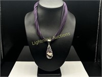 DTR DESIGNER STERLING AND VELVET GEMSTONE NECKLACE