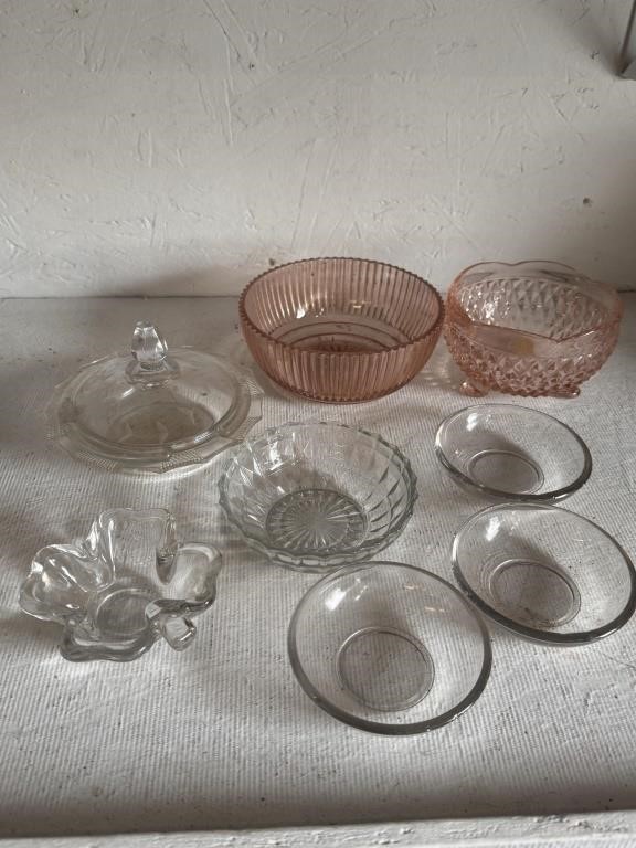 9pc Vintage Glass Items