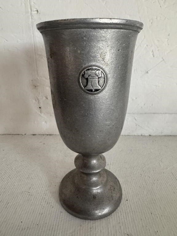 1960's 7" Pewter Liberty Bell Chalice Goblet