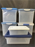 Six Clear Sterilite Storage Containers with Lids