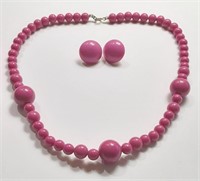 PINK BEAD NECKLACE & EARRINGS