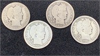 4 Different Date Barber Quarters, see pic for