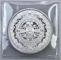 1oz Silver Aztec Calendar Round .999 BU