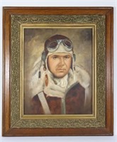WWII USAAF Framed Airman's Portrait Painting