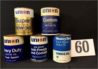 5 Union 76 Motor Oil Cans