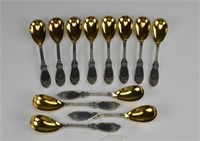 Twelve Tiffany & Co. silver egg spoons
