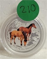2014 YEAR OF THE HORSE COLORIZED HALF OZ. 999 SILV