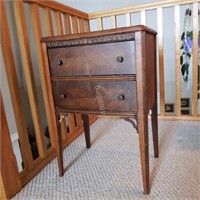 Antique Solid Wood Sewing Accessory Table