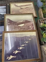 Vintage military pictures in frames