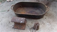 Cast Iron Pot, Anvil, and Weight