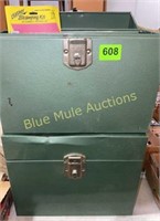 2 metal file boxes & misc