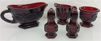 5 pc Vintage Avon Cape Cod ruby red glass