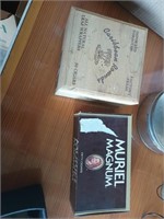 Two cigar boxes and moose metal tin