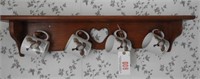 Pine heart decorated handing wall shelf and