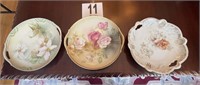 2 vintage hand painted plates