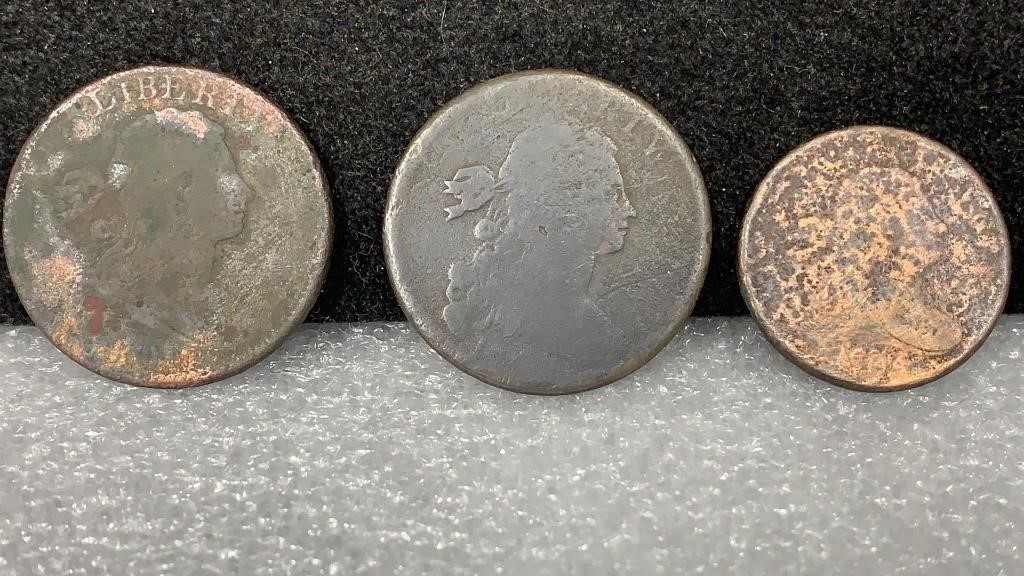 (3) Early Cents w/ Date unsure: (2) Large Cents &