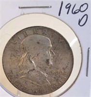 1960 D Ben Franklin Silver Half Dollar