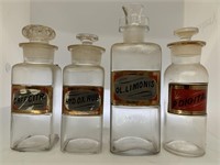 Group of 4 Apothecary  bottles with glass
