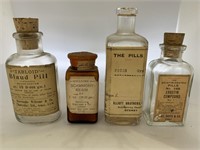 Group of 4 misc labeled Chemist bottles