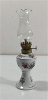 Vintage Small Floral Milk Glass Oil Lamp