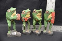 VINTAGE HAND PAINTED WOODEN FROGS