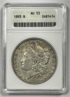 1893 Morgan Silver $1 ANACS AU53