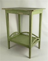 Table in Green Paint with Lower Shelf