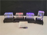 Lighted paperweights & 4 stands