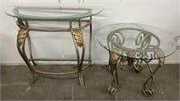 (2) Metal Tables w/ Glass Tops