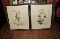 Bill Berry Dancing Moose and Bear Pencil Artwork
