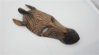 Wooden Zebra Mask Painted