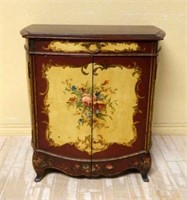 Mahogany Floral Painted Cabinet.
