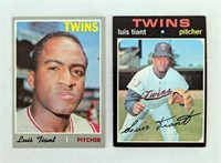 2 Luis Tiant Topps Cards 1970 & 1971