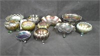 ESTATE LOT OF CARNIVAL GLASS FOOTED BOWLS / CANDY