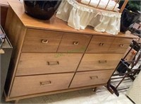 Six drawer wooden mid century styled bedroom