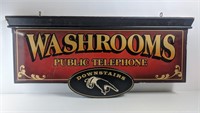 "Washrooms/ Telephone Downstairs" Sign (15"Hx33"W)