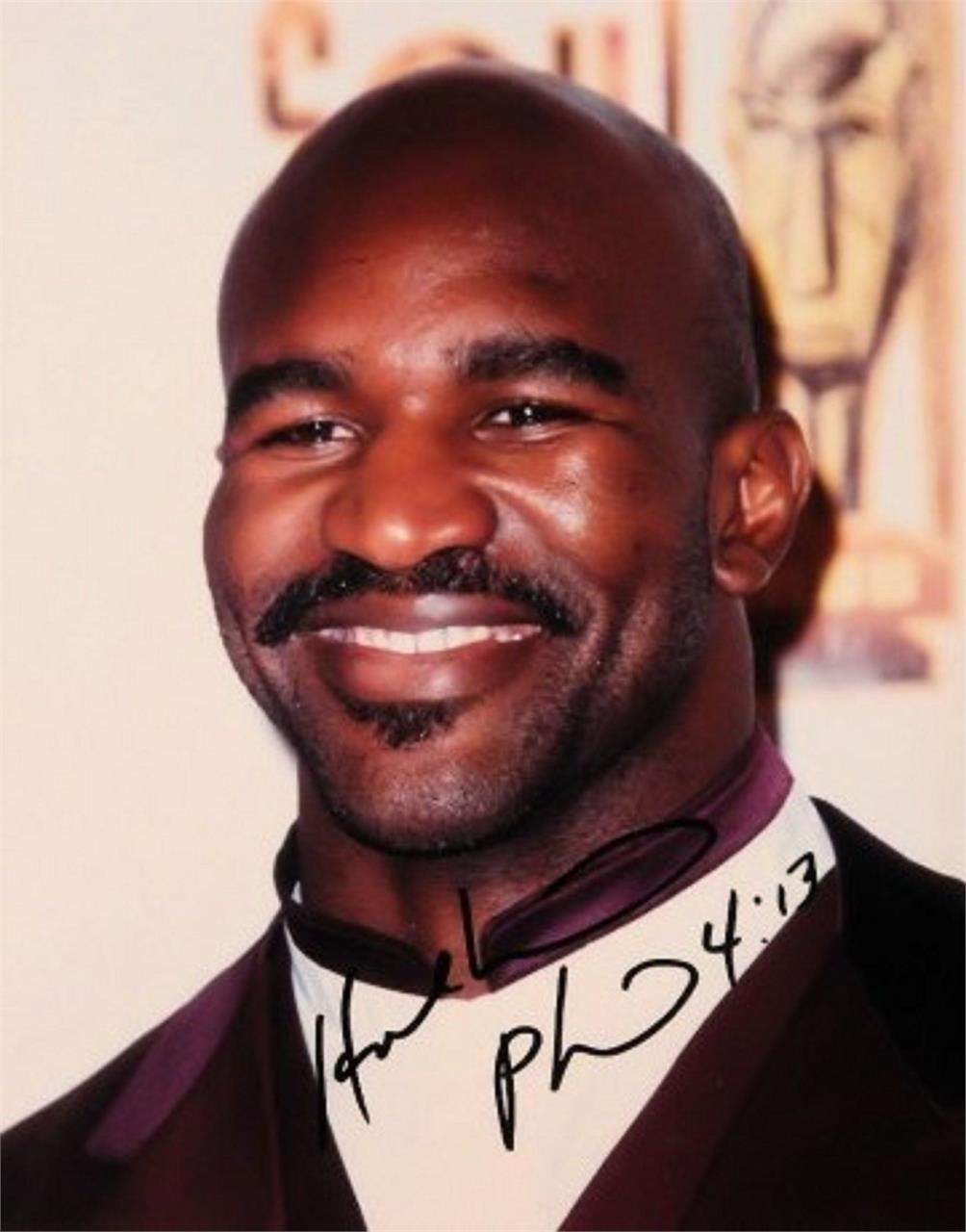 Evander Holyfield signed portrait photo