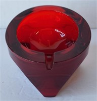 Ruby Red Art Glass Ashtray
