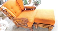 Wood Frame Occasional Chair & ottoman