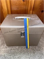Metal file box, no key , with picture albums